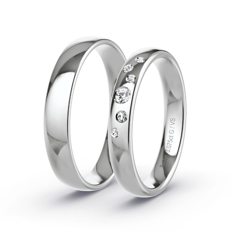 Wedding Rings Palladium - 0.075ct Diamonds - Model N°1713 Wedding Rings Palladium - 0.075ct Diamonds - Model N°1713