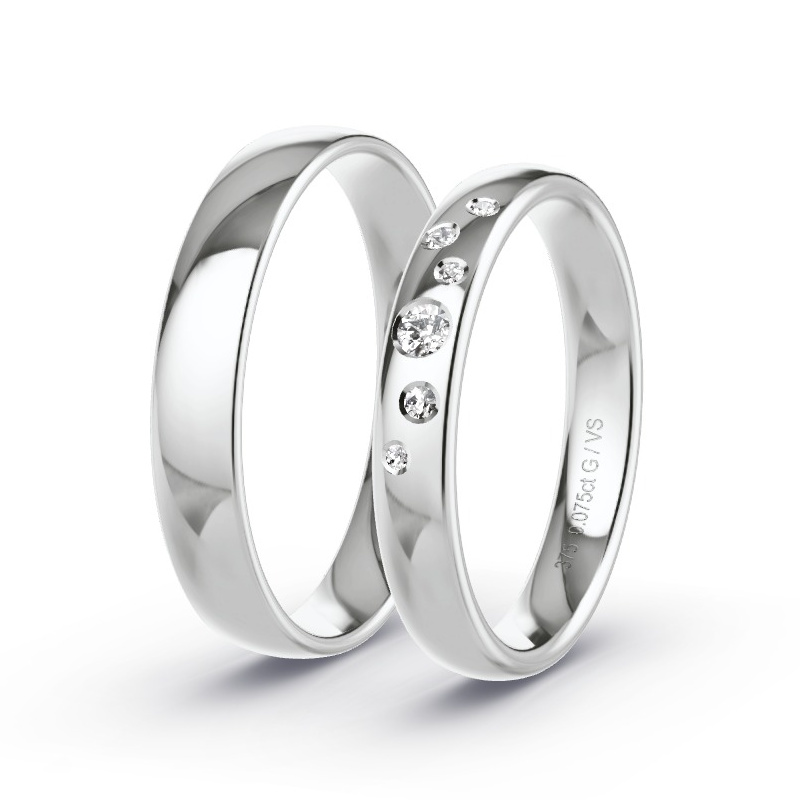 Wedding Rings White Gold - 0.075ct Diamonds - Model N°1713 Wedding Rings White Gold - 0.075ct Diamonds - Model N°1713