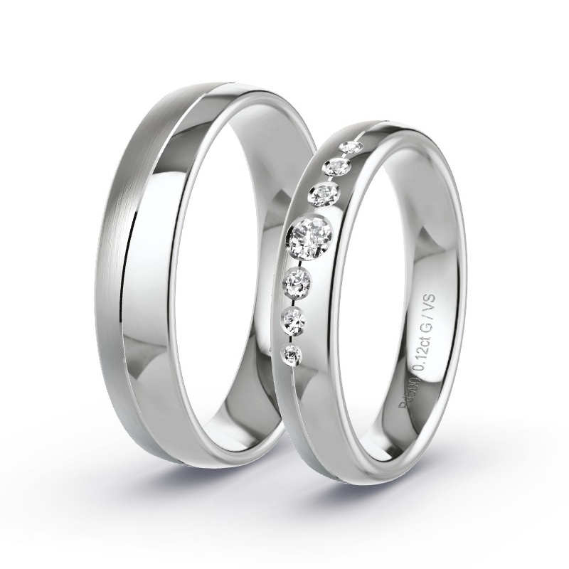 Wedding Rings Palladium - 0.12ct Diamonds - Model N°1714 Wedding Rings Palladium - 0.12ct Diamonds - Model N°1714