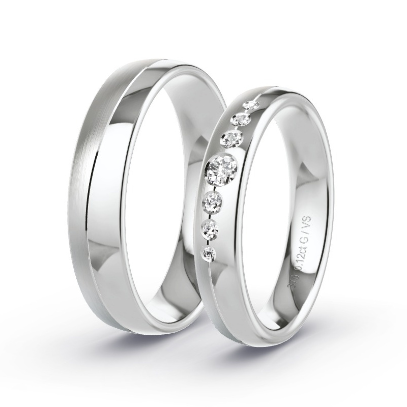 Wedding Rings White Gold - 0.12ct Diamonds - Model N°1714 Wedding Rings White Gold - 0.12ct Diamonds - Model N°1714