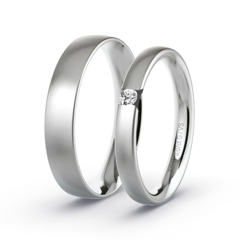 Wedding Rings Palladium - 0.07ct Diamonds - Model N°1715 Wedding Rings Palladium - 0.07ct Diamonds - Model N°1715