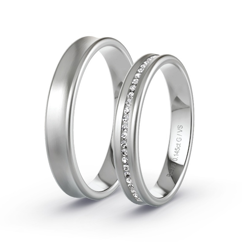 Wedding Rings Palladium - 0.145ct Diamonds - Model N°1716 Wedding Rings Palladium - 0.145ct Diamonds - Model N°1716