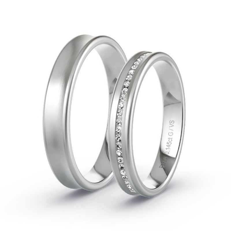 Wedding Rings Platinum content - 0.145ct Diamonds - Model N°1716 Wedding Rings Platinum content - 0.145ct Diamonds - Model N°1716