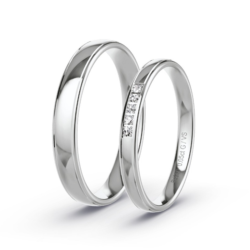 Wedding Rings Palladium - 0.05ct Diamonds - Model N°1718 Wedding Rings Palladium - 0.05ct Diamonds - Model N°1718