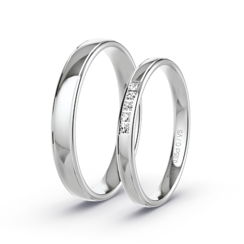 Wedding Rings Platinum content - 0.05ct Diamonds - Model N°1718 Wedding Rings Platinum content - 0.05ct Diamonds - Model N°1718