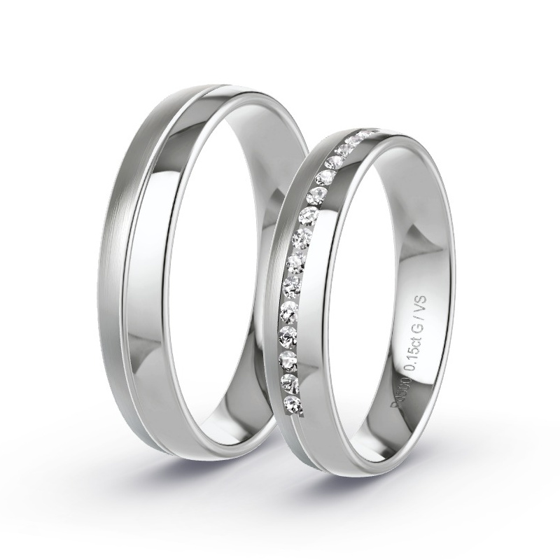 Wedding Rings Palladium - 0.15ct Diamonds - Model N°1719 Wedding Rings Palladium - 0.15ct Diamonds - Model N°1719