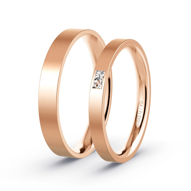 Wedding Rings Rose Gold - 0.05ct Diamonds - Model N°1721 Wedding Rings Rose Gold - 0.05ct Diamonds - Model N°1721