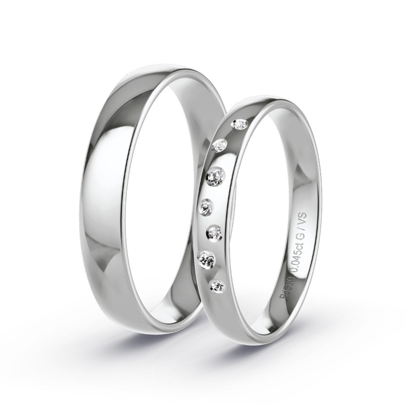 Wedding Rings Palladium - 0.045ct Diamonds - Model N°1722