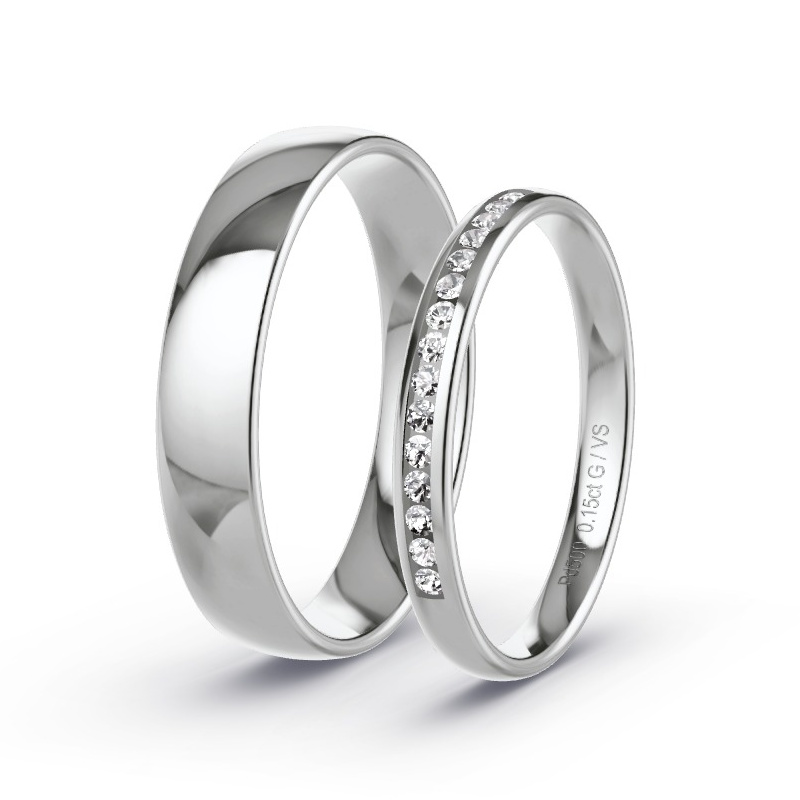Wedding Rings Palladium - 0.15ct Diamonds - Model N°1723 Wedding Rings Palladium - 0.15ct Diamonds - Model N°1723