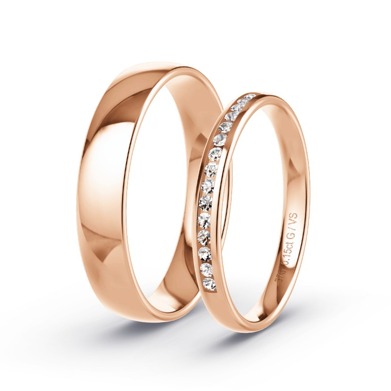 Wedding Rings Rose Gold - 0.15ct Diamonds - Model N°1723 Wedding Rings Rose Gold - 0.15ct Diamonds - Model N°1723