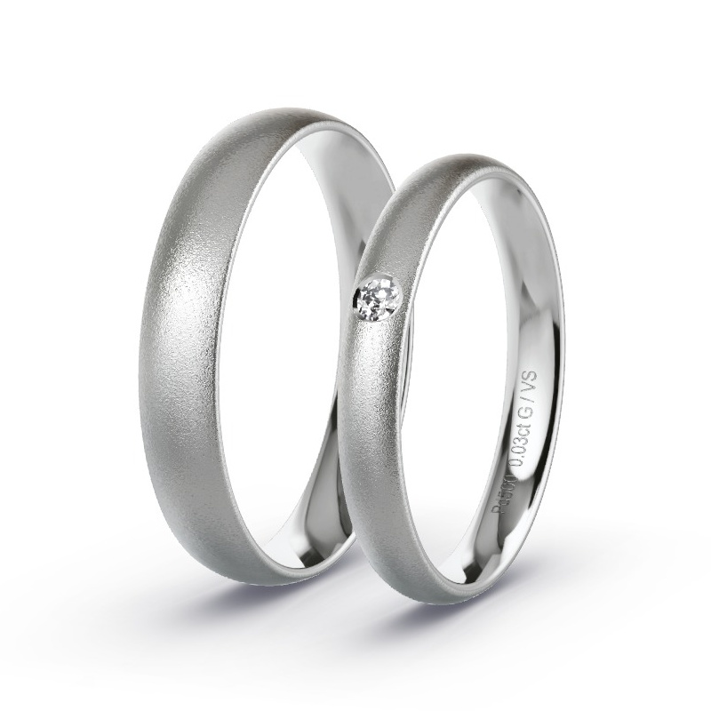 Wedding Rings Palladium - 0.03ct Diamonds - Model N°1724 Wedding Rings Palladium - 0.03ct Diamonds - Model N°1724