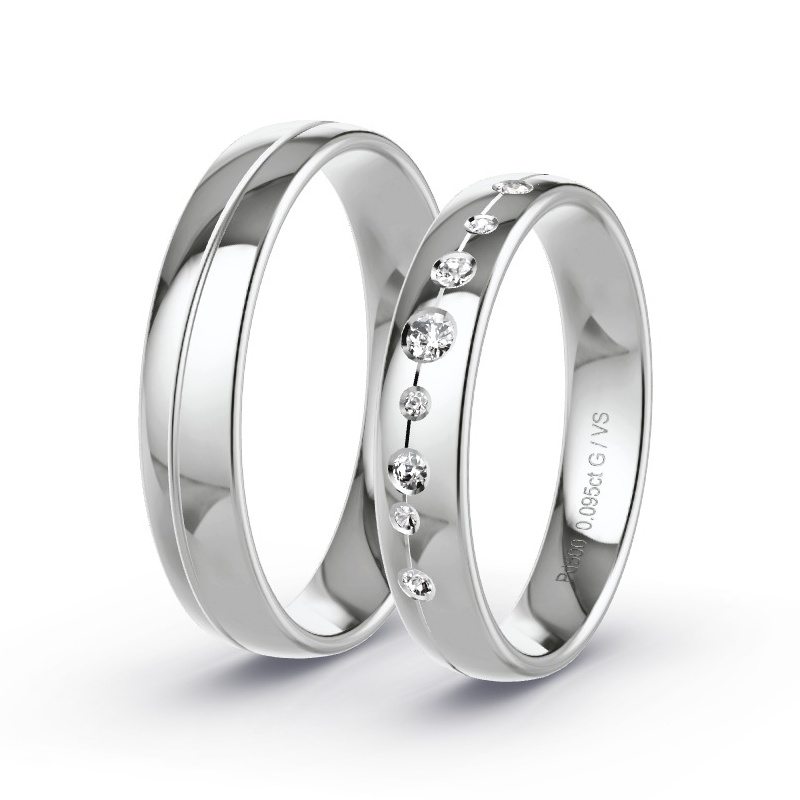 Wedding Rings Palladium - 0.095ct Diamonds - Model N°1726 Wedding Rings Palladium - 0.095ct Diamonds - Model N°1726