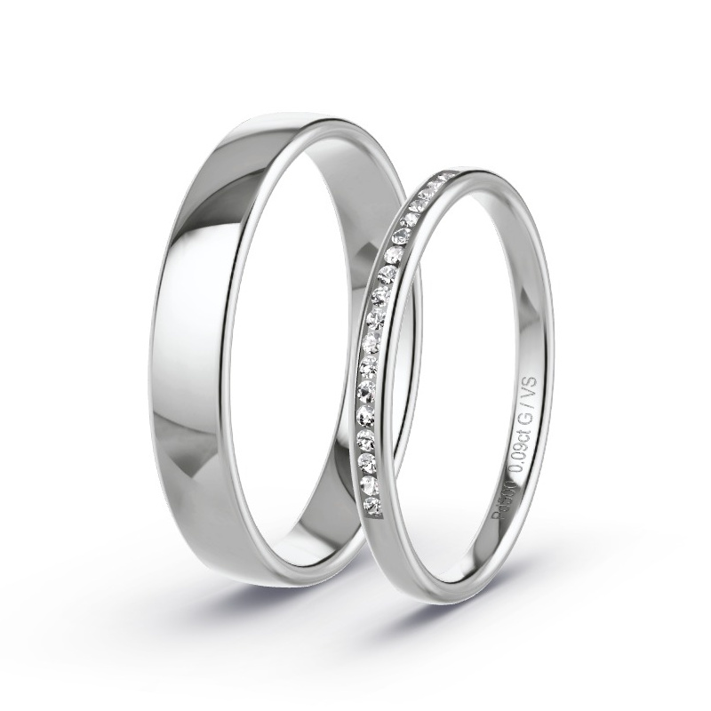Wedding Rings Palladium - 0.90ct Diamonds - Model N°1727 Wedding Rings Palladium - 0.90ct Diamonds - Model N°1727