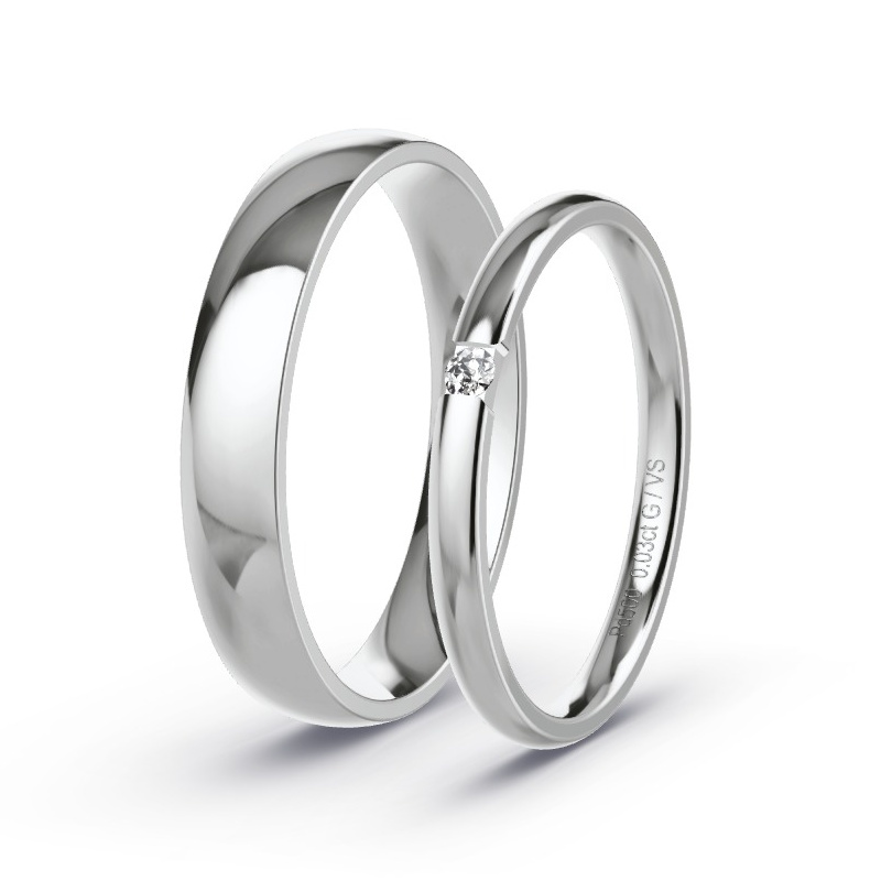 Wedding Rings Palladium - 0.03ct Diamonds - Model N°1728 Wedding Rings Palladium - 0.03ct Diamonds - Model N°1728