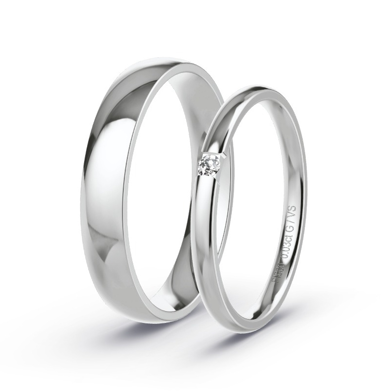 Wedding Rings Platinum content - 0.03ct Diamonds - Model N°1728 Wedding Rings Platinum content - 0.03ct Diamonds - Model N°1728