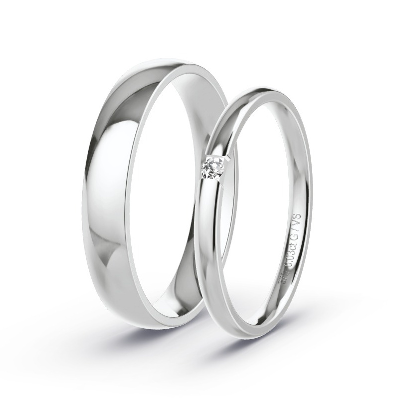 Wedding Rings White Gold - 0.03ct Diamonds - Model N°1728 Wedding Rings White Gold - 0.03ct Diamonds - Model N°1728