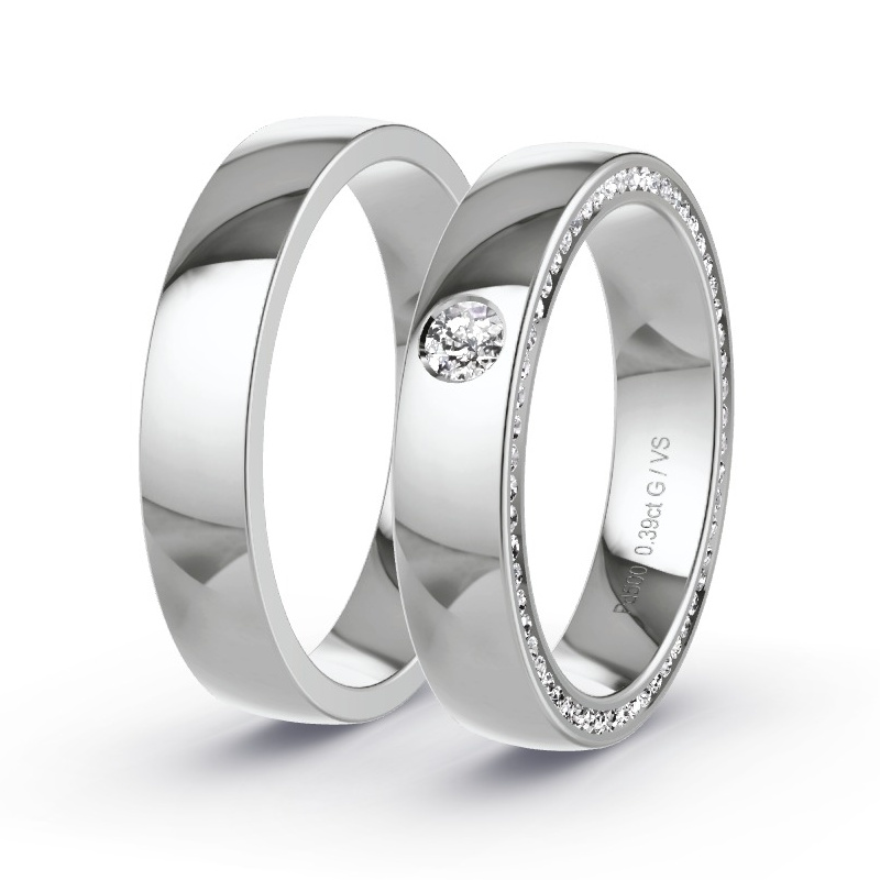 Wedding Rings Palladium - 0.385ct Diamonds - Model N°1729 Wedding Rings Palladium - 0.385ct Diamonds - Model N°1729