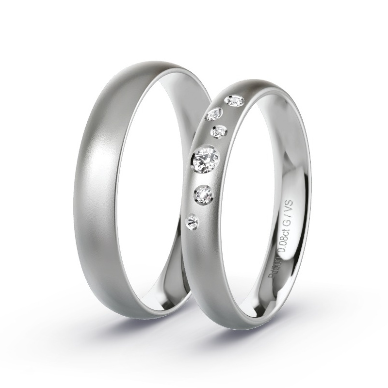 Wedding Rings Palladium - 0.08ct Diamonds - Model N°1730 Wedding Rings Palladium - 0.08ct Diamonds - Model N°1730