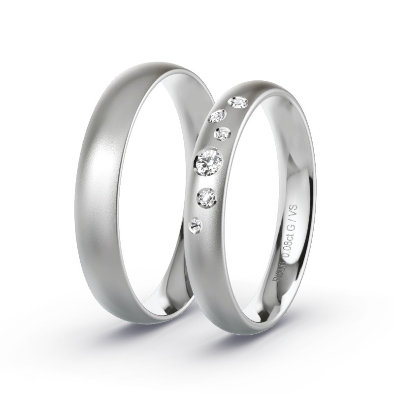 Wedding Rings Platinum content - 0.08ct Diamonds - Model N°1730 Wedding Rings Platinum content - 0.08ct Diamonds - Model N°1730