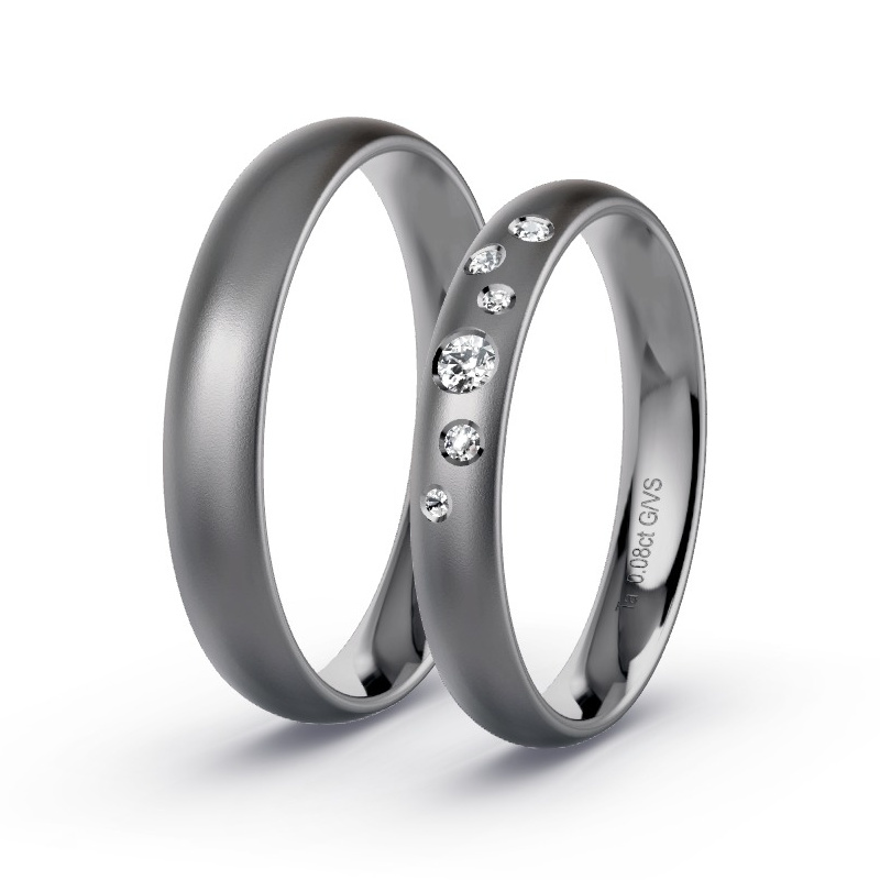 Wedding Rings Tantalum - 0.08ct Diamonds - Model N°1730