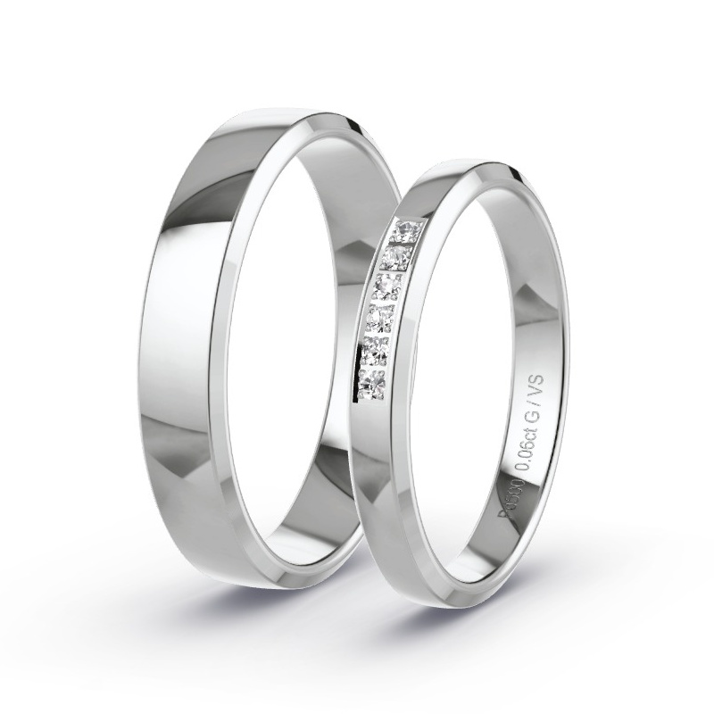 Wedding Rings Palladium - 0.06ct Diamonds - Model N°1732 Wedding Rings Palladium - 0.06ct Diamonds - Model N°1732