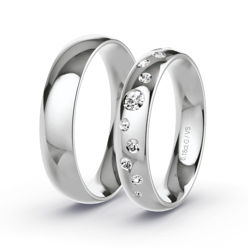 Wedding Rings Palladium - 0.18ct Diamonds - Model N°1733 Wedding Rings Palladium - 0.18ct Diamonds - Model N°1733