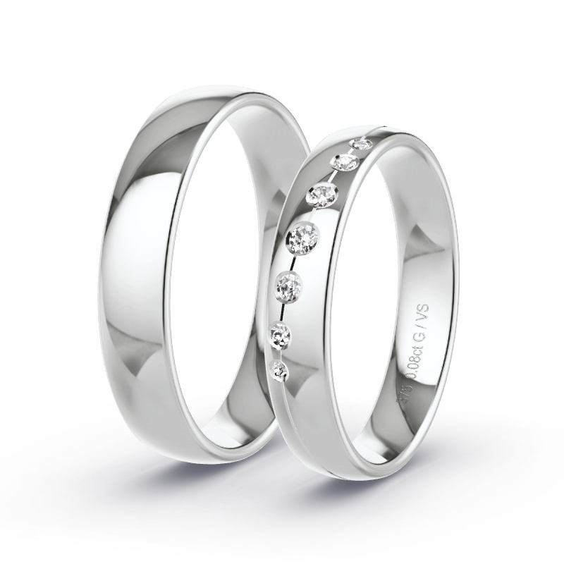 Wedding Rings White Gold - 0.08ct Diamonds - Model N°1734 Wedding Rings White Gold - 0.08ct Diamonds - Model N°1734