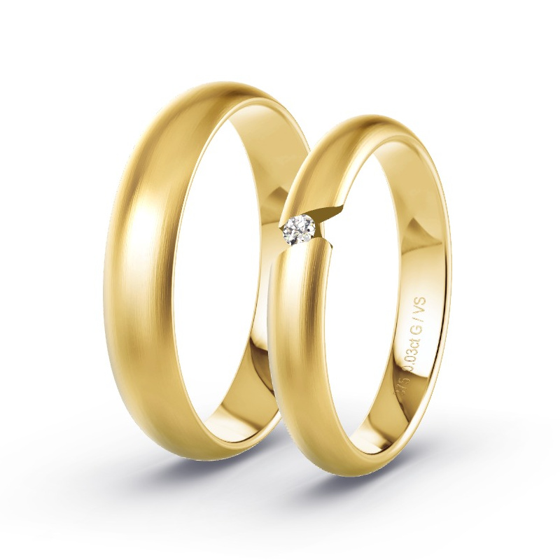 Wedding Rings Yellow Gold - 0.03ct Diamonds - Model N°1735 Wedding Rings Yellow Gold - 0.03ct Diamonds - Model N°1735