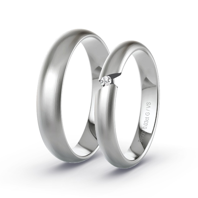 Wedding Rings Palladium - 0.03ct Diamonds - Model N°1735 Wedding Rings Palladium - 0.03ct Diamonds - Model N°1735