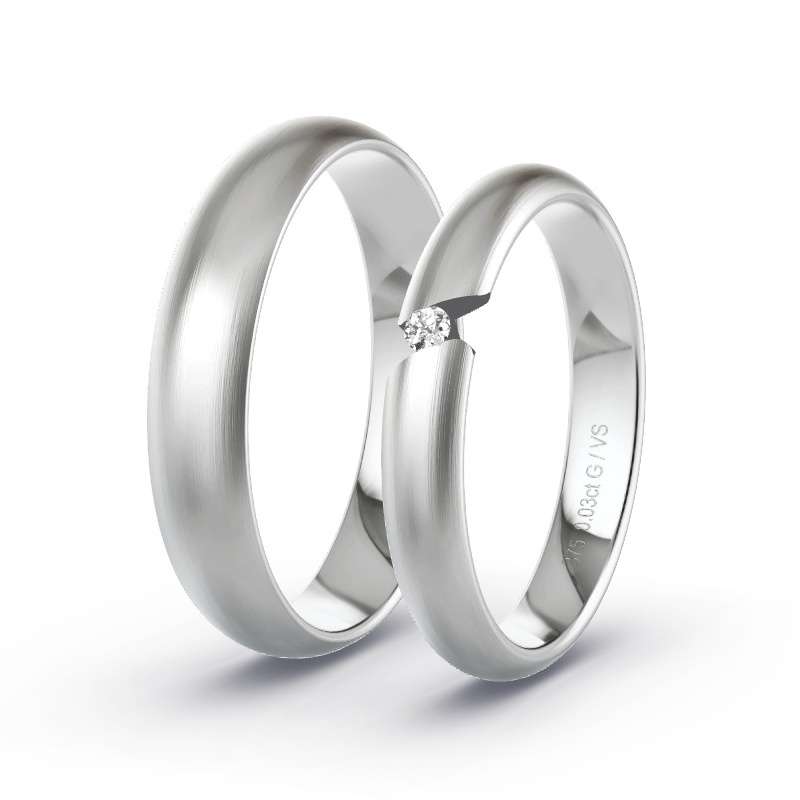 Wedding Rings White Gold - 0.03ct Diamonds - Model N°1735 Wedding Rings White Gold - 0.03ct Diamonds - Model N°1735