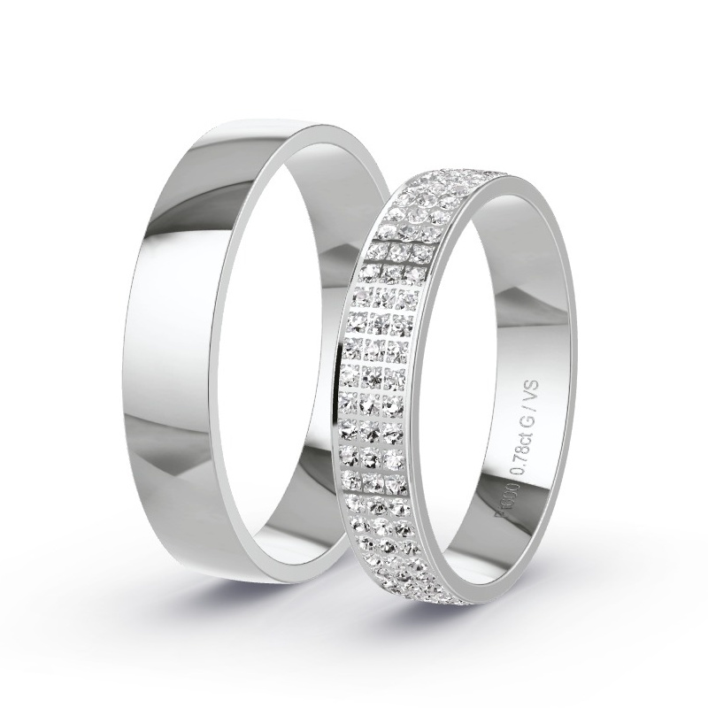 Wedding Rings Platinum content - 0.78ct Diamonds - Model N°1736 Wedding Rings Platinum content - 0.78ct Diamonds - Model N°1736