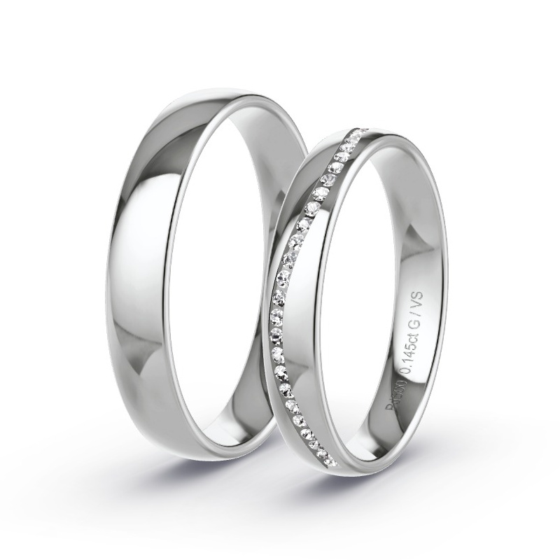Wedding Rings Palladium - 0.145ct Diamonds - Model N°1737 Wedding Rings Palladium - 0.145ct Diamonds - Model N°1737