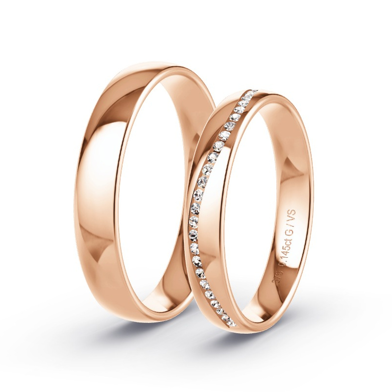Wedding Rings Rose Gold - 0.145ct Diamonds - Model N°1737 Wedding Rings Rose Gold - 0.145ct Diamonds - Model N°1737