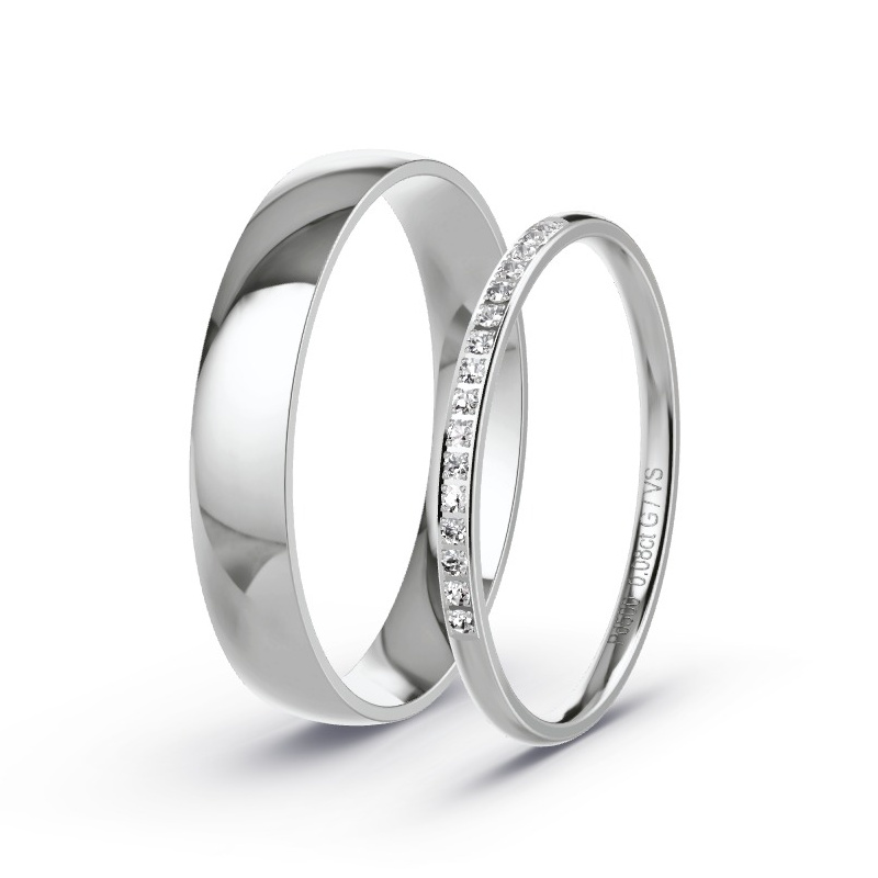 Wedding Rings Palladium - 0.08ct Diamonds - Model N°1738 Wedding Rings Palladium - 0.08ct Diamonds - Model N°1738