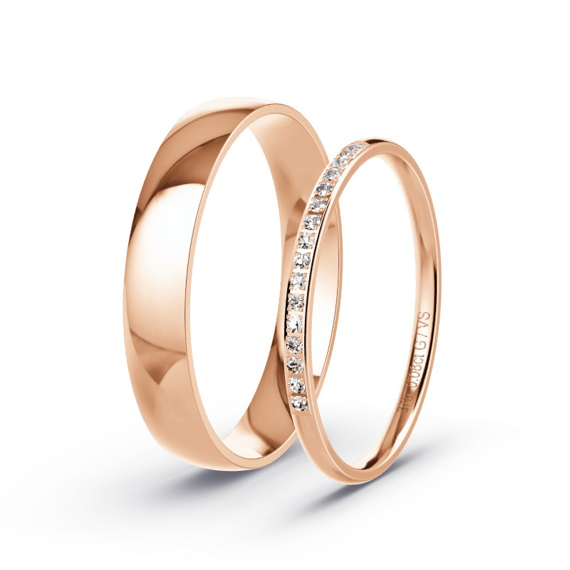 Wedding Rings Rose Gold - 0.08ct Diamonds - Model N°1738 Wedding Rings Rose Gold - 0.08ct Diamonds - Model N°1738