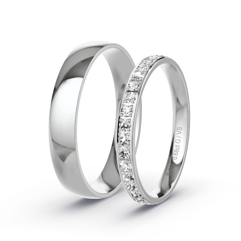 Wedding Rings Palladium - 0.68ct Diamonds - Model N°1739 Wedding Rings Palladium - 0.68ct Diamonds - Model N°1739