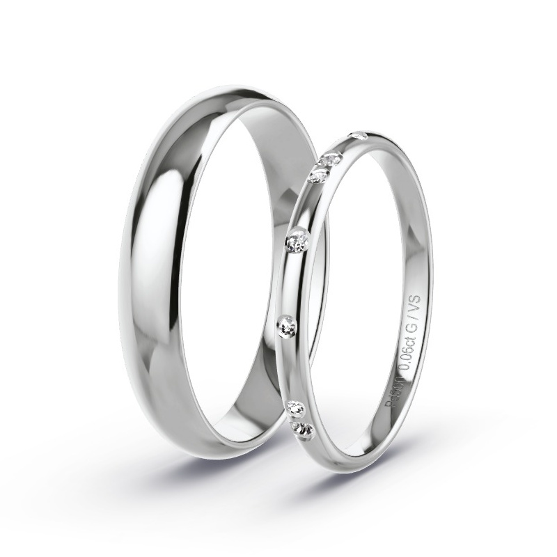 Wedding Rings Palladium - 0.06ct Diamonds - Model N°1740
