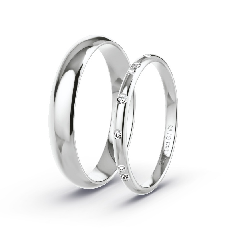 Wedding Rings White Gold - 0.06ct Diamonds - Model N°1740