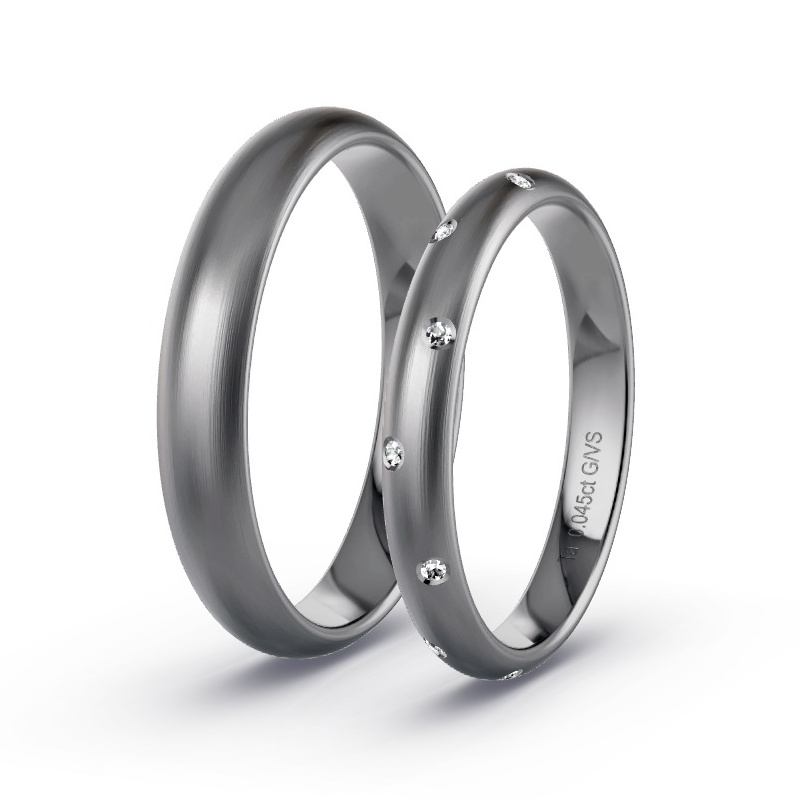 Wedding Rings Tantalum - 0.045ct Diamonds - Model N°1741