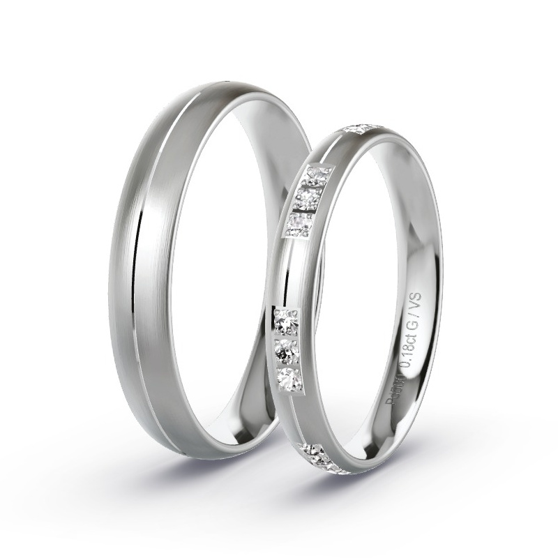 Wedding Rings Palladium - 0.18ct Diamonds - Model N°1742 Wedding Rings Palladium - 0.18ct Diamonds - Model N°1742