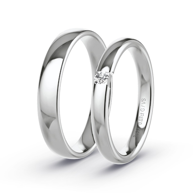 Wedding Rings Palladium - 0.07ct Diamonds - Model N°1743 Wedding Rings Palladium - 0.07ct Diamonds - Model N°1743