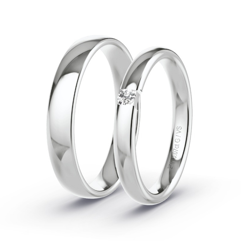 Wedding Rings White Gold - 0.07ct Diamonds - Model N°1743 Wedding Rings White Gold - 0.07ct Diamonds - Model N°1743