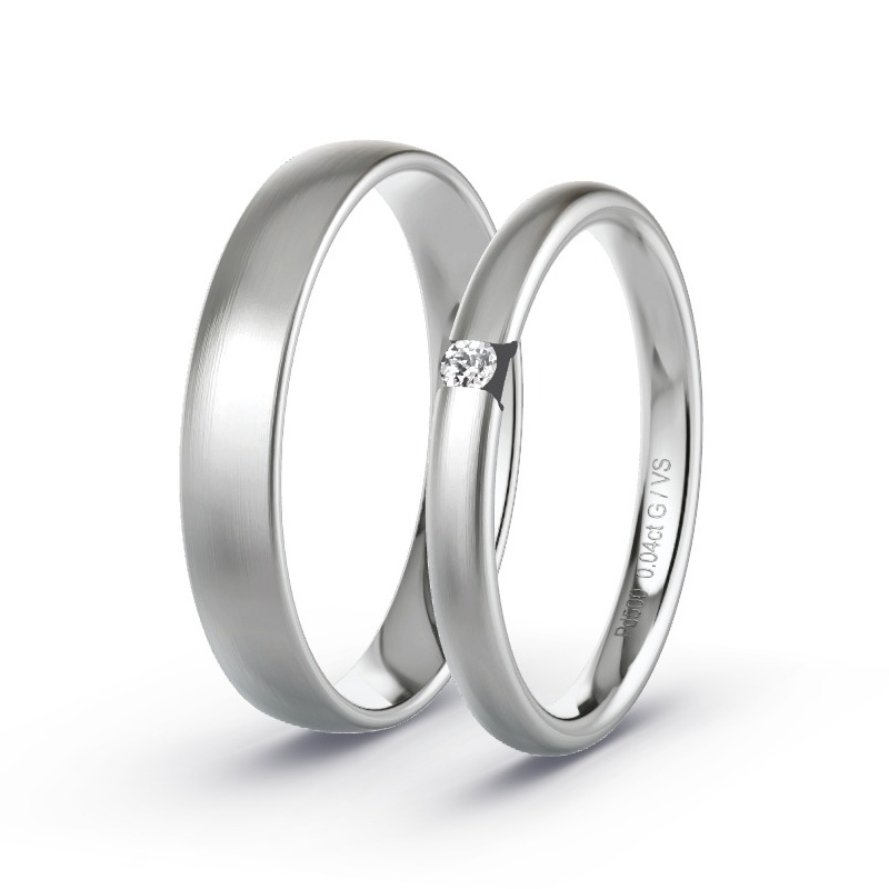 Wedding Rings Palladium - 0.04ct Diamonds - Model N°1744 Wedding Rings Palladium - 0.04ct Diamonds - Model N°1744