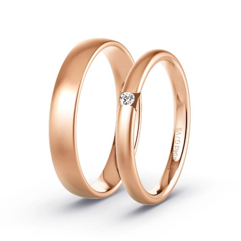 Wedding Rings Rose Gold - 0.04ct Diamonds - Model N°1744 Wedding Rings Rose Gold - 0.04ct Diamonds - Model N°1744