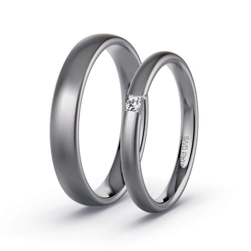 Wedding Rings Tantalum - 0.04ct Diamonds - Model N°1744