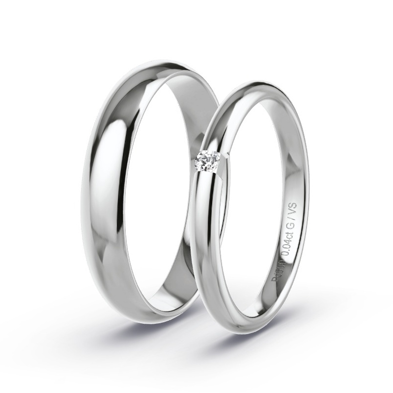Wedding Rings Palladium - 0.04ct Diamonds - Model N°1745 Wedding Rings Palladium - 0.04ct Diamonds - Model N°1745