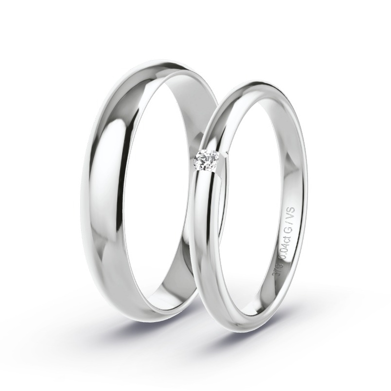 Wedding Rings White Gold - 0.04ct Diamonds - Model N°1745 Wedding Rings White Gold - 0.04ct Diamonds - Model N°1745