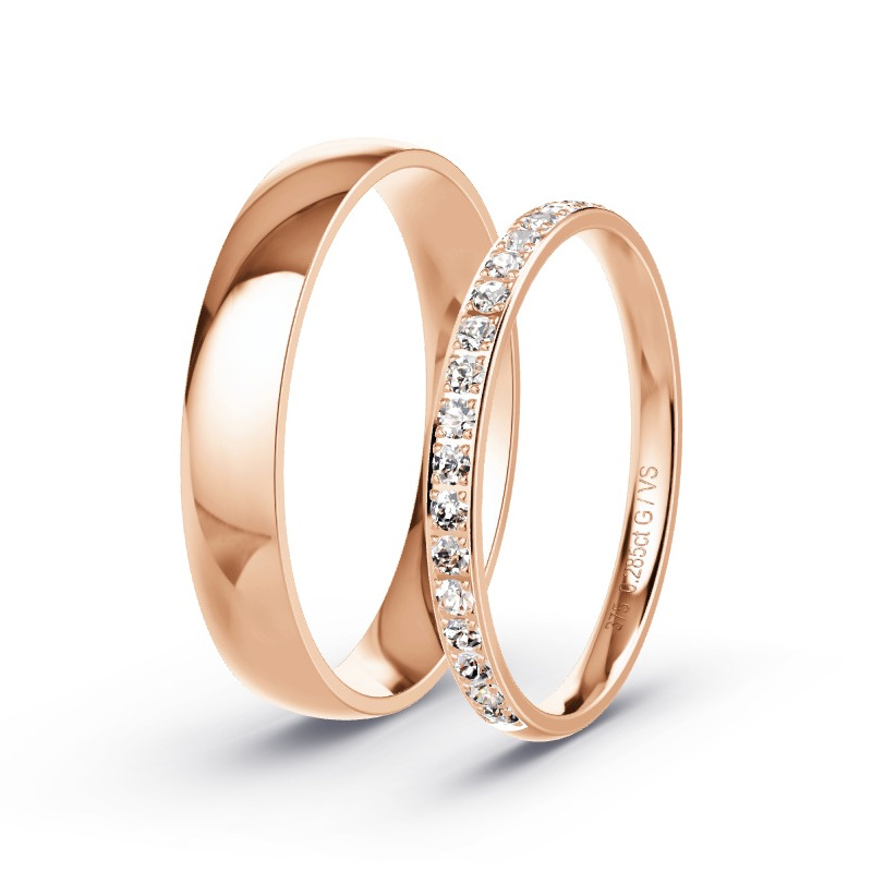 Wedding Rings Rose Gold - 0.285ct Diamonds - Model N°1746 Wedding Rings Rose Gold - 0.285ct Diamonds - Model N°1746