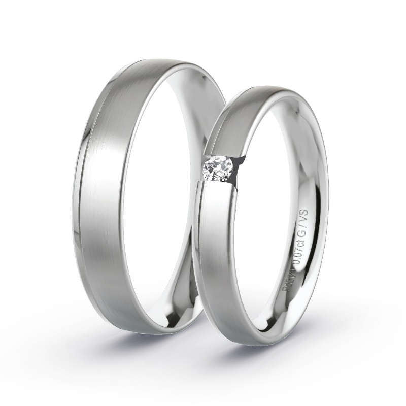 Wedding Rings Palladium - 0.07ct Diamonds - Model N°1747 Wedding Rings Palladium - 0.07ct Diamonds - Model N°1747