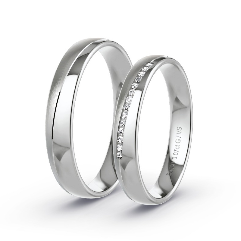 Wedding Rings Palladium - 0.07ct Diamonds - Model N°1748 Wedding Rings Palladium - 0.07ct Diamonds - Model N°1748
